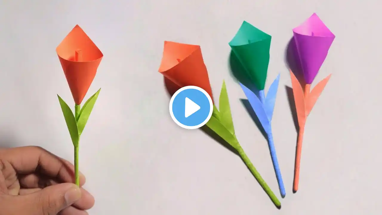 Paper tulip flower | Very easy paper flower | origami flower | Home decor