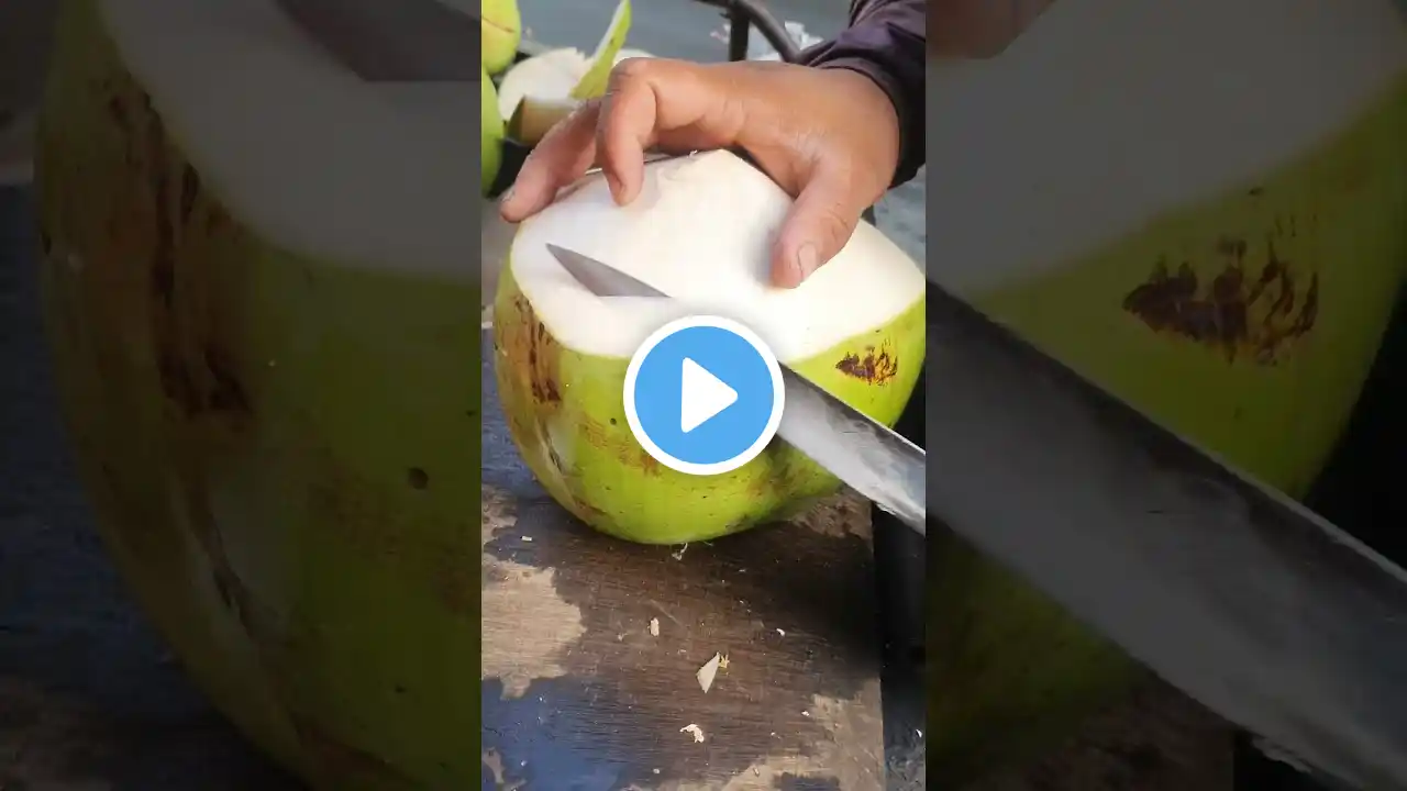 amazing skill of cutting coconut #shorts #streetfood #viral #coconut #asmr