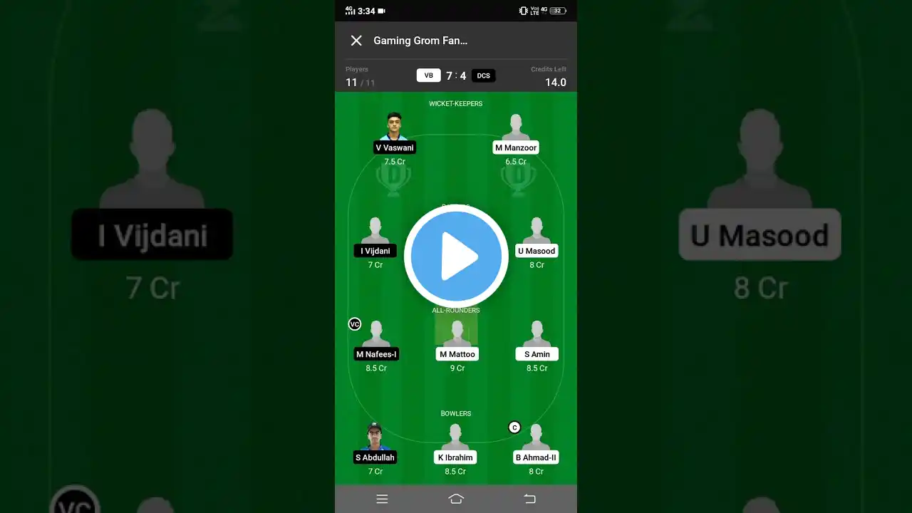VB VS DCS Dream11 Prediction What's App 9879722728 Subscribe Channel Like