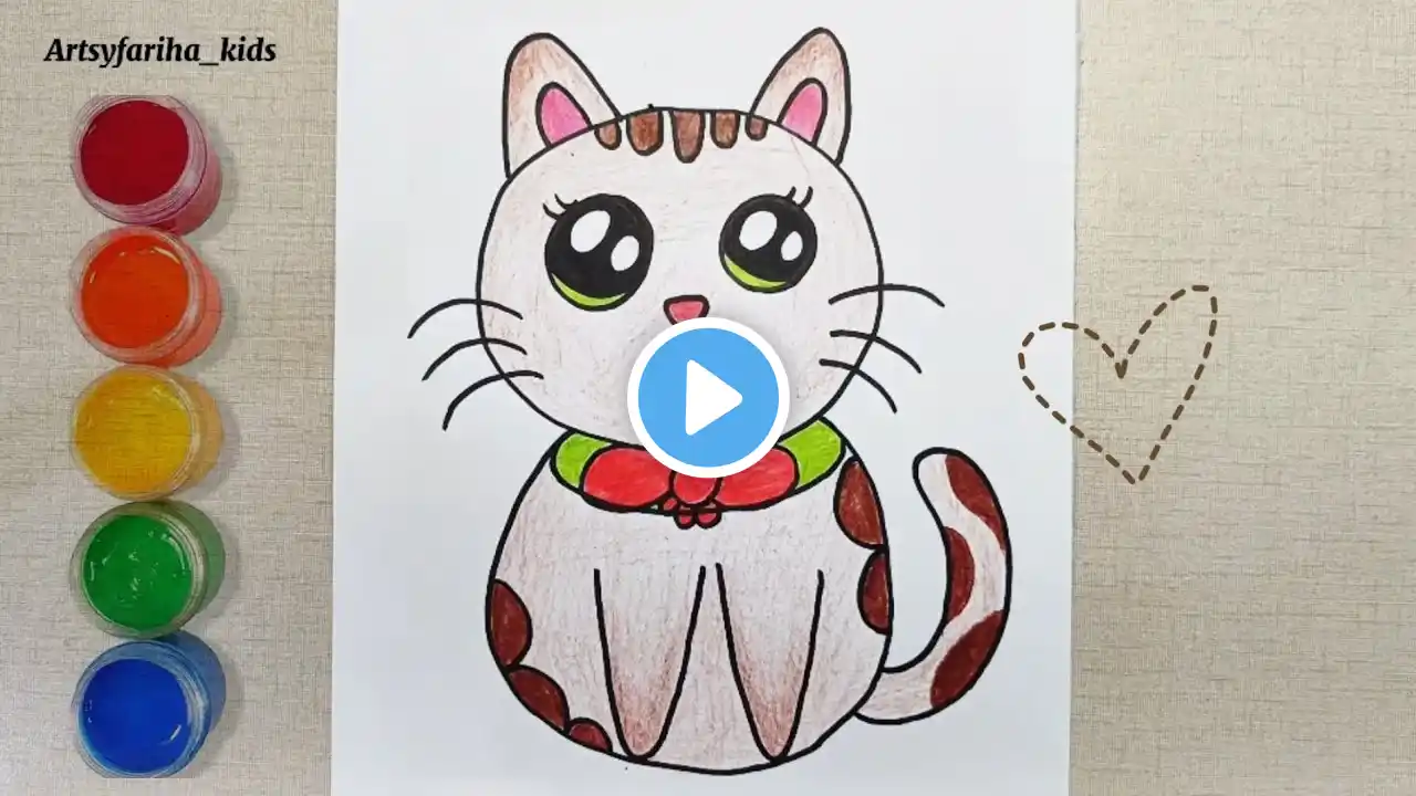 How to draw a cat easy for kids || Artsyfariha