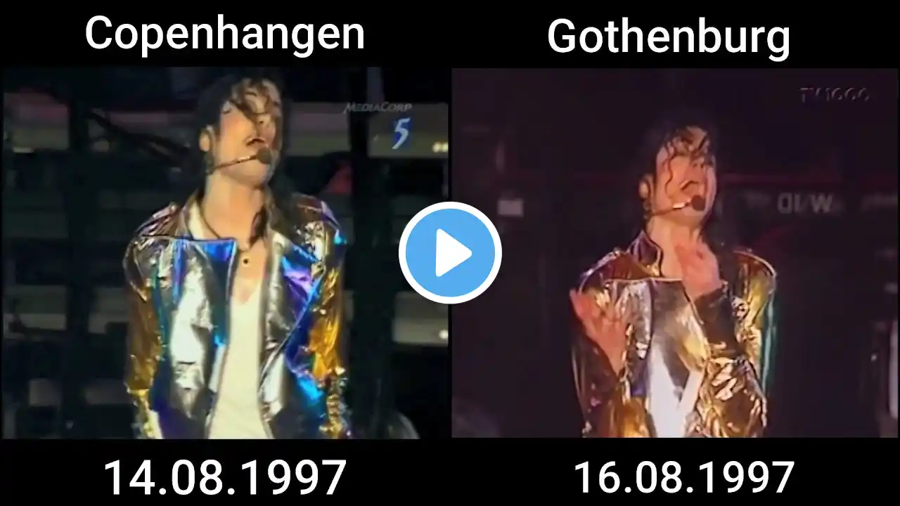 Michael Jackson Stranger In Moscow Live In HWT Copenhagen VS Gothenburg 1997 | Comparison