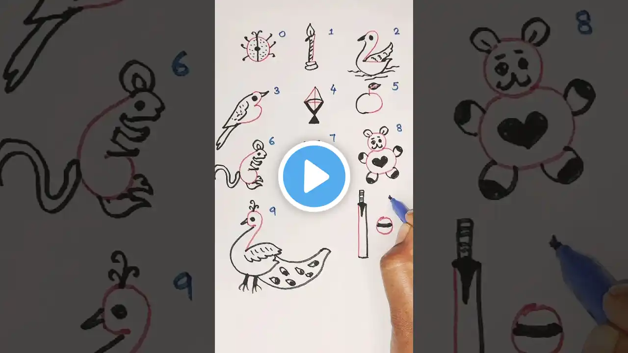 Drawings through numbers 1 -10 #simpledrawing #art #drawing #shorts #trendingshorts #viralvideo