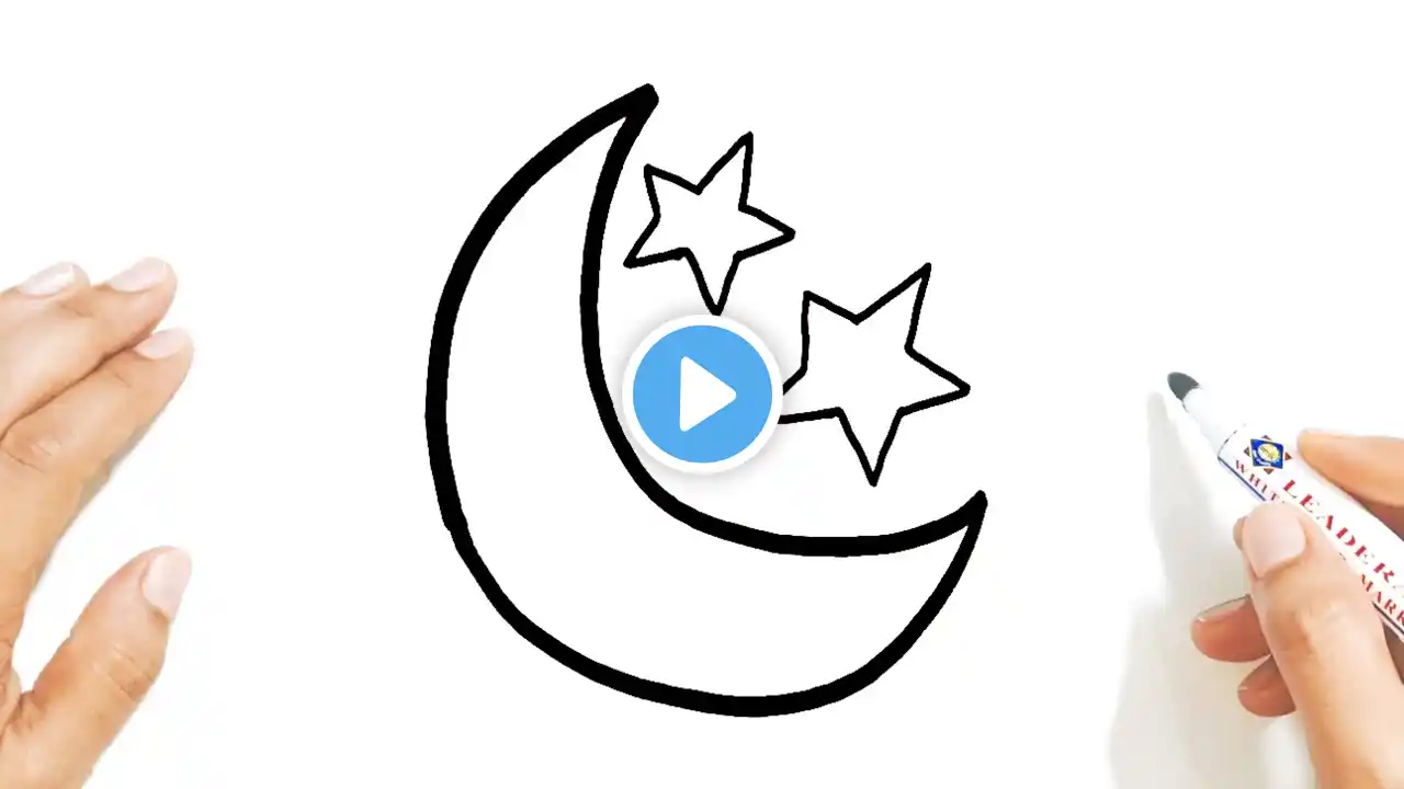 رسم سهل | طريقة رسم هلال ونجمة رمضان كريم بسهوله خطوة بخطوة | رسومات رمضان | تعليم الرسم للمبتدئين