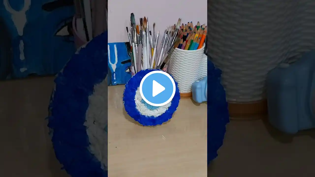 Tissue paper art 🧿 #shorts #viralshort #textureart #tissuepaperart #evileye #diy #crafting #diy