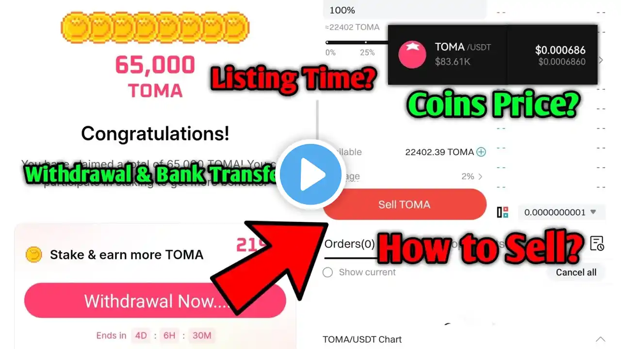 Tomarket $Toma Withdrawal full process | Bank Transfer | Tomarket Listing Time? | $Toma Token Price?