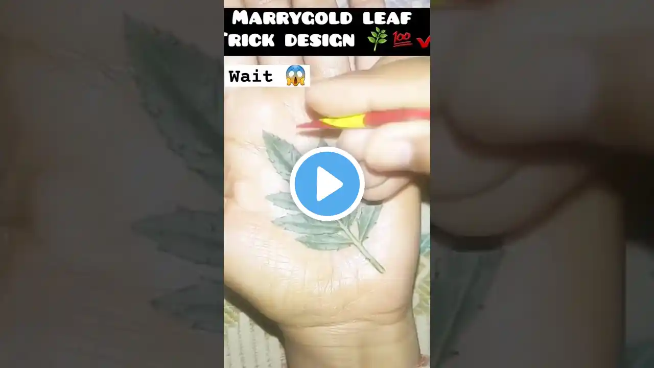 Very easy and beautiful marrygold leaf trick 🌿💯✔#shorts #viralvideos #youtubeshorts #mehndidesign