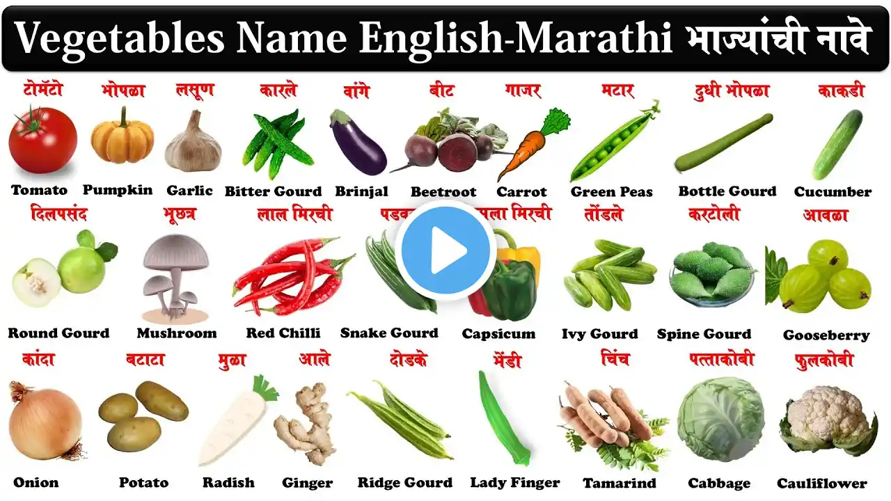 Vegetables name in english and marathi with pdf | भाज्यांची नावे इंग्रजी व मराठी | bhajyanchi nave |