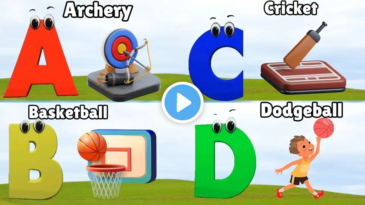 ABC Phonics Song , Sports Song , Sports phonics song for toddlers to learn alphabets, abc song