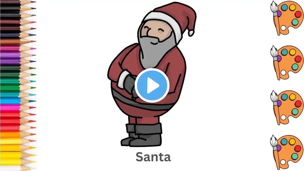 Santa - Sketch Art and Paint | Step by step tutorial | Pencil to Palette