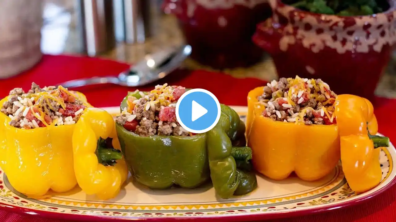 🌶️🍚🍗 Easy Stuffed Bell Peppers with Rice and Chicken | Quick & Healthy Dinner Recipe!