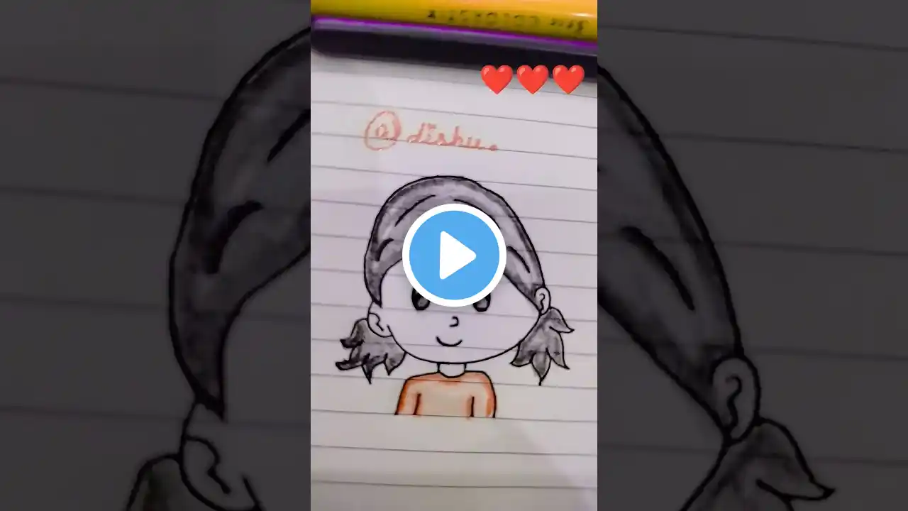 Cute Things To Draw π Cute Girl Drawing ! Art And Craft ! #tutorial #satisfying #shorts #viral