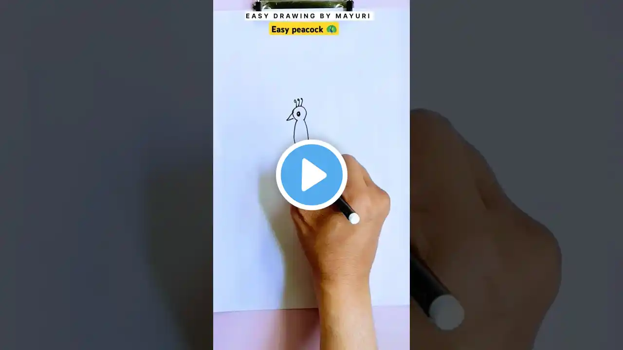 How to draw Peacock 🦚 Easy With 4 Number #art #drawing #shorts#easydrawingbymayuri