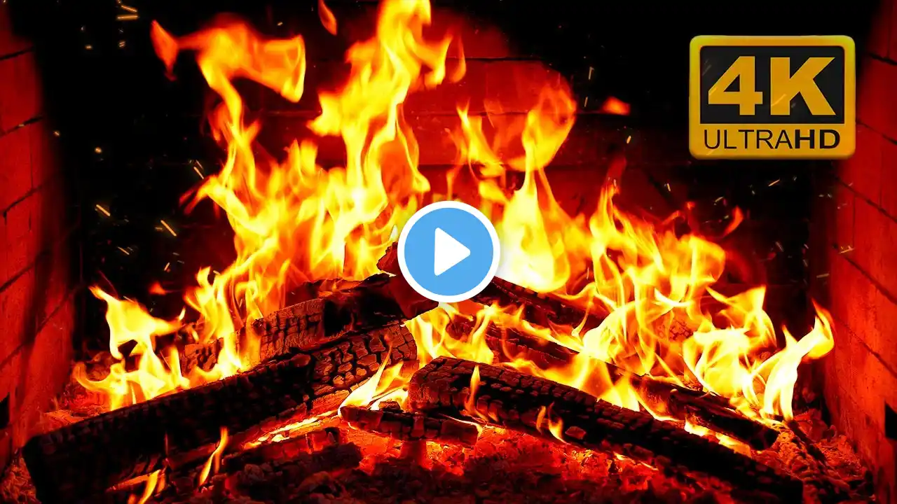 🔥 Fireplace 4K UHD! Fireplace with Crackling Fire Sounds. Fireplace Burning for Home