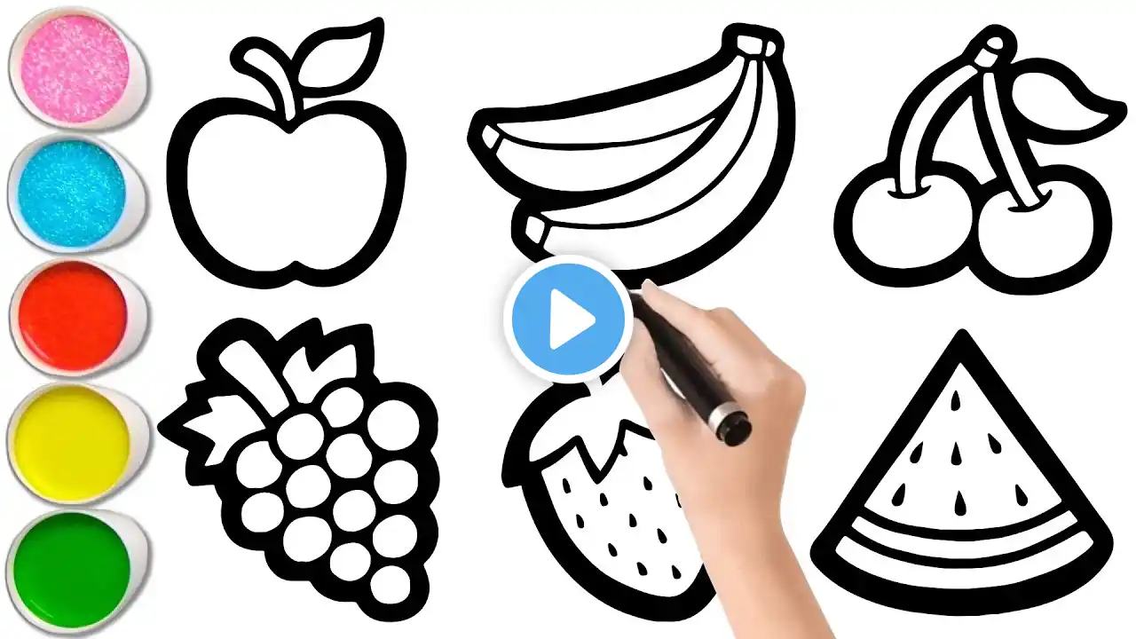 Learn FRUITS , Painting and Colouring for Kids & Toddlers #apple #mango #strawberry #abcd