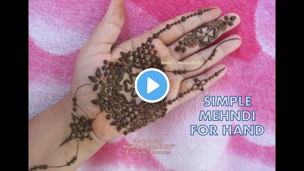 simple mehndi designs for front hands for kids & Beginners