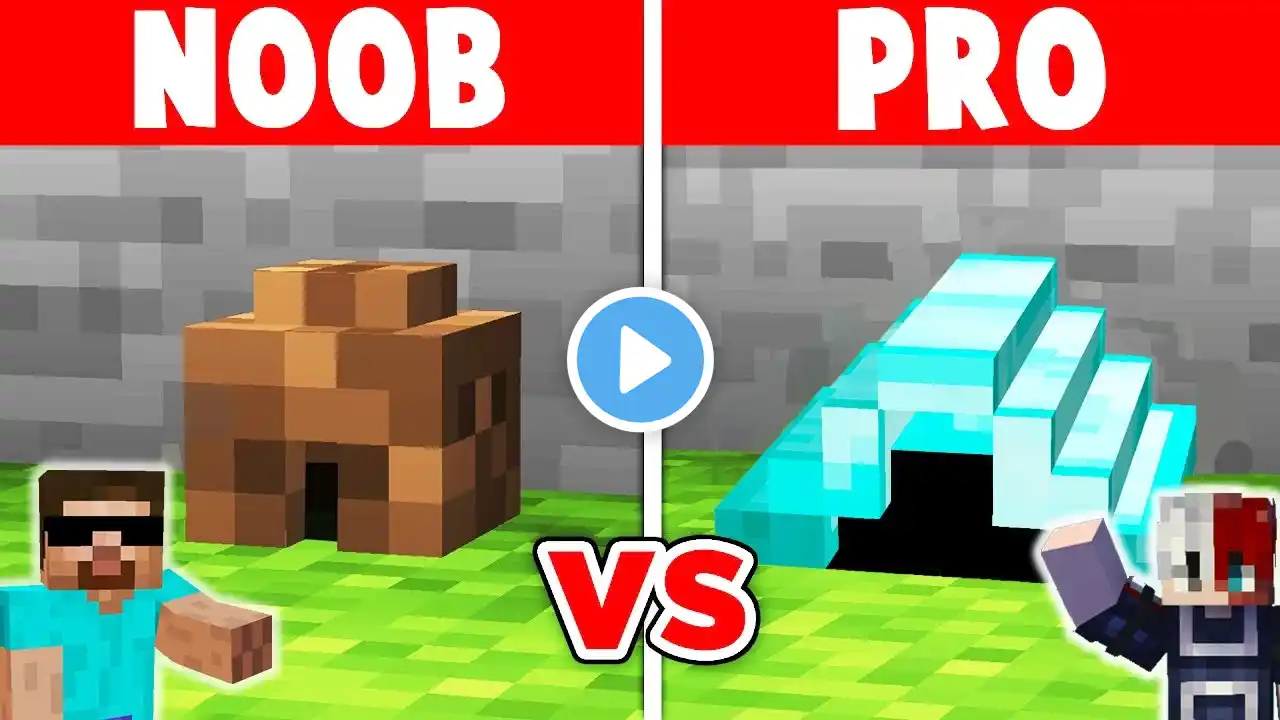 Minecraft NOOB vs PRO: SAFEST TINY HOUSE BUILD CHALLENGE With ‪@ProBoiz95‬