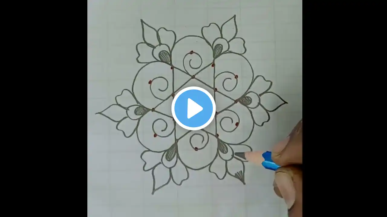 pulli vacha kolam/ 9*5 middle dots Rangoli/simple muggulu/ pulli kolam/Rangoli design/sikku kolam ⭐🌸