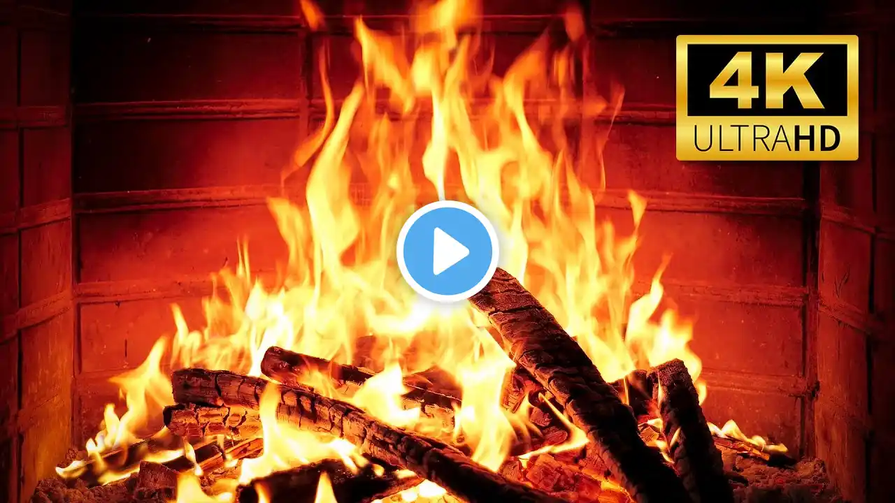 🔥 Cozy Fireplace 4K (12 HOURS). Fireplace with Crackling Fire Sounds. Fireplace Ambience