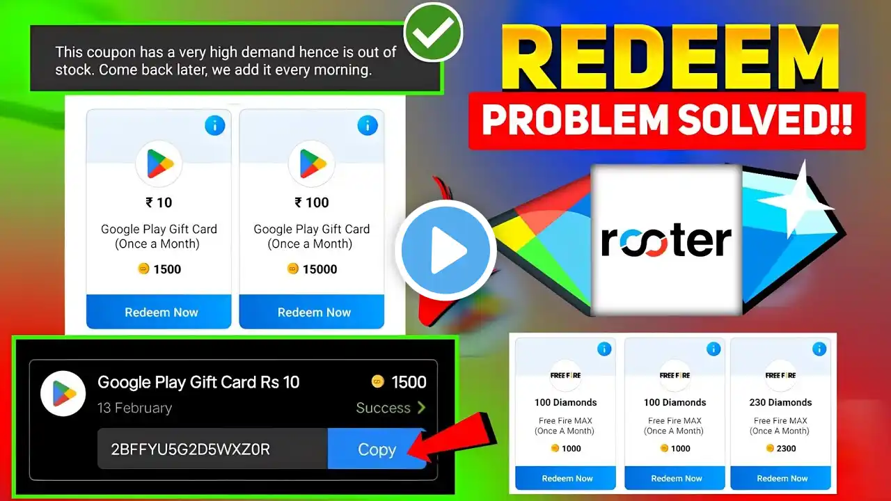 Rooter App Free Fire Max Diamond Redeem Problem Solve Trick | Rooter App Se Diamond Kaise Le