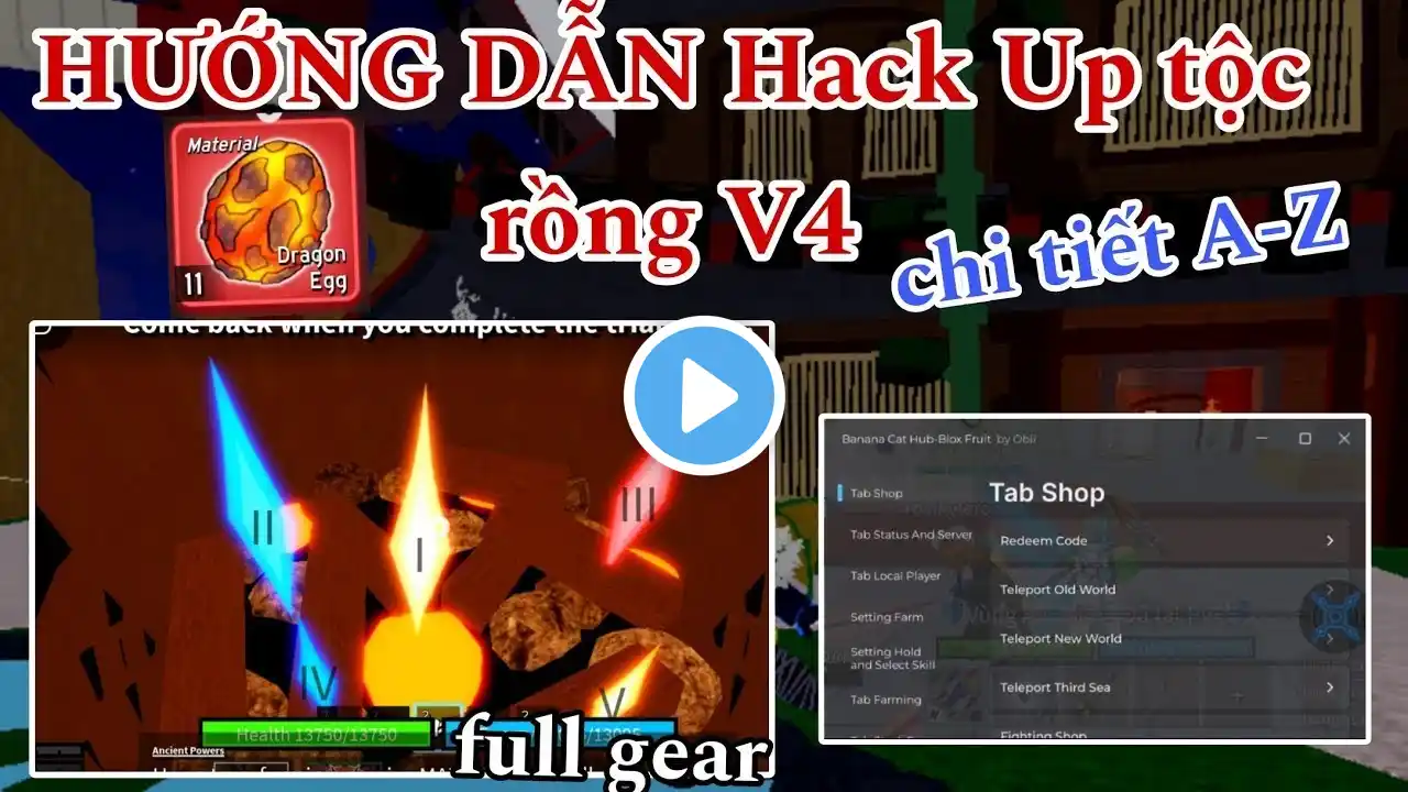 Hướng dẫn chi tiết Cách dùng Hack Trial tộc rồng V4 up tộc rồng V4 trong Blox fruits update 24