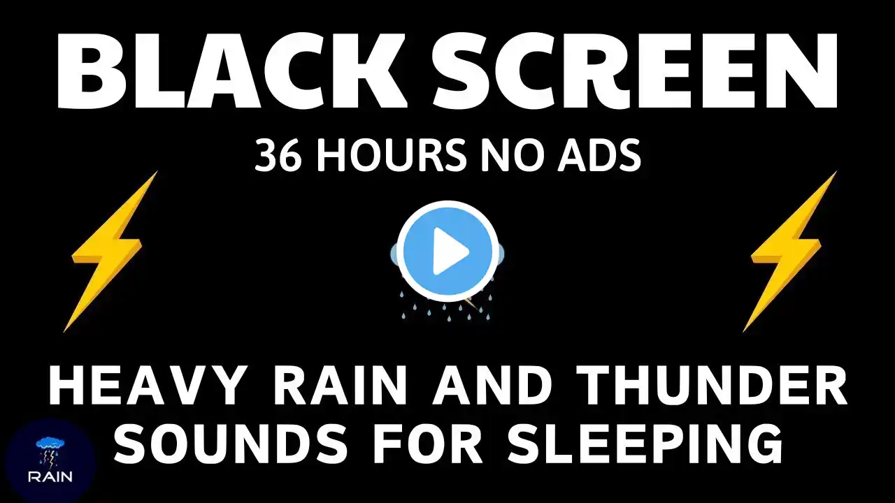 🔴 Heavy Rain and Thunder Sounds for Sleeping - Black Screen | Natural Sleep Aid, Live Rain Sounds