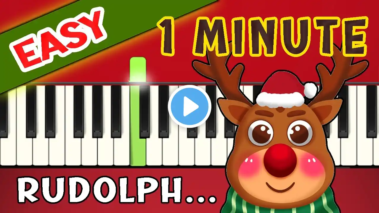 VERY SLOW EASY PIANO TUTORIAL - RUDOLPH THE REDNOSED REINDEER for BEGINNERS - CHRISTMAS XMAS SIMPLE