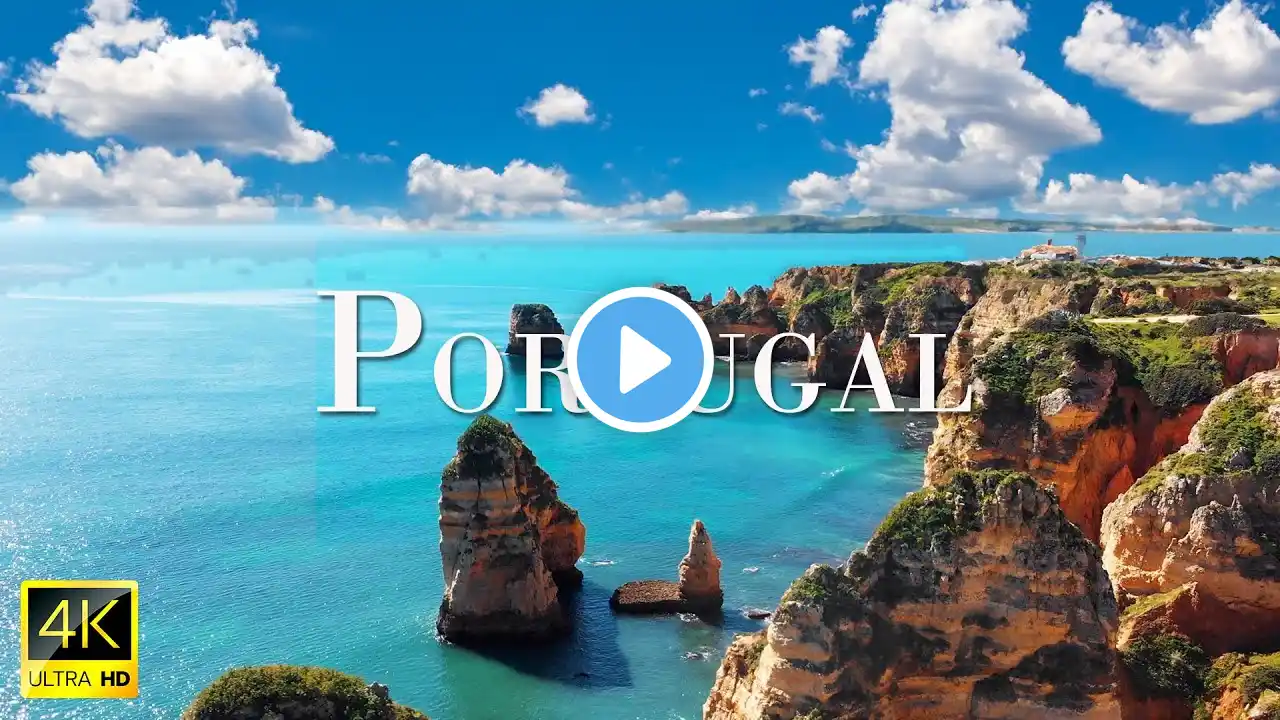 FLYING OVER POTUGAL (4K UHD) - Relaxing Music Along With Beautiful Nature Videos - 4K Video