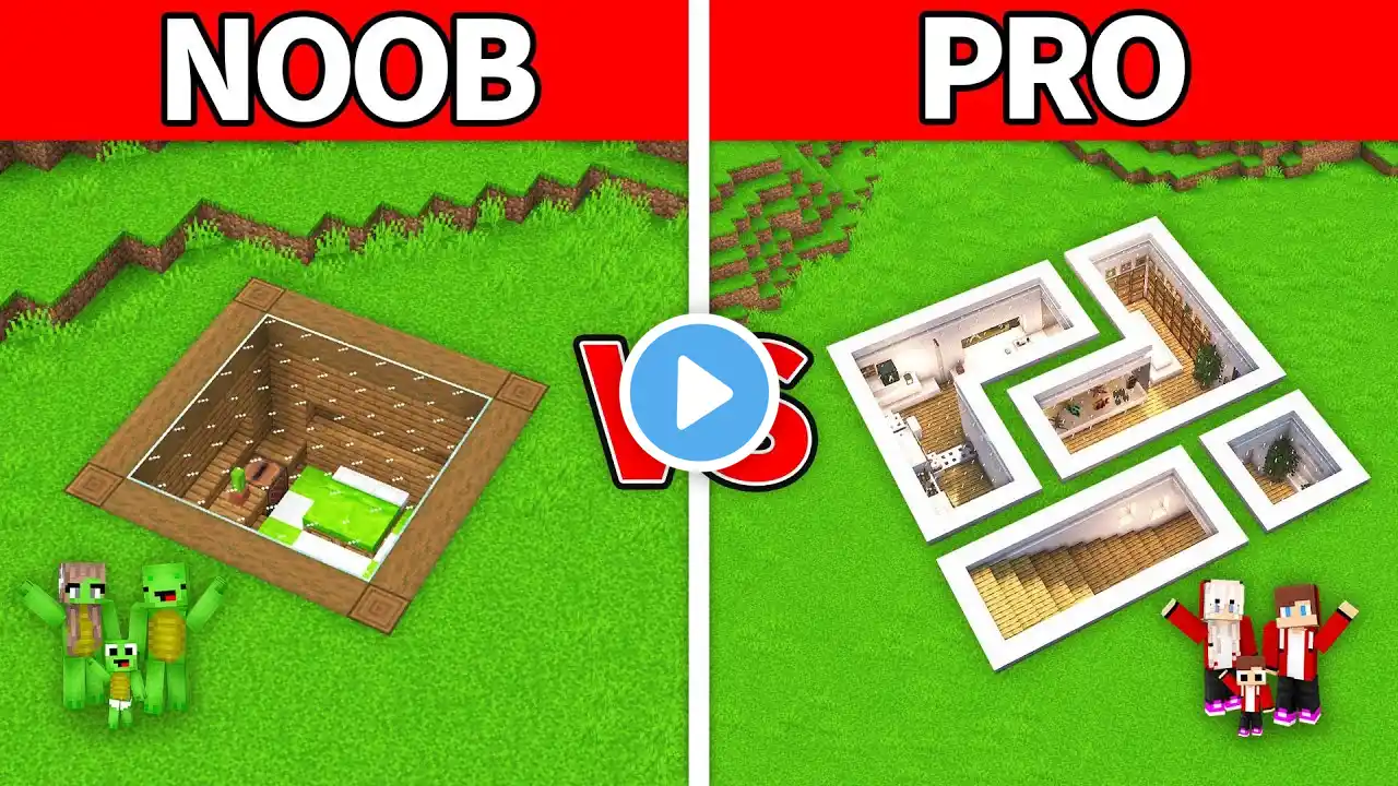 Mikey Family & JJ Family - NOOB vs PRO : Underground House Build Challenge in Minecraft (Maizen)