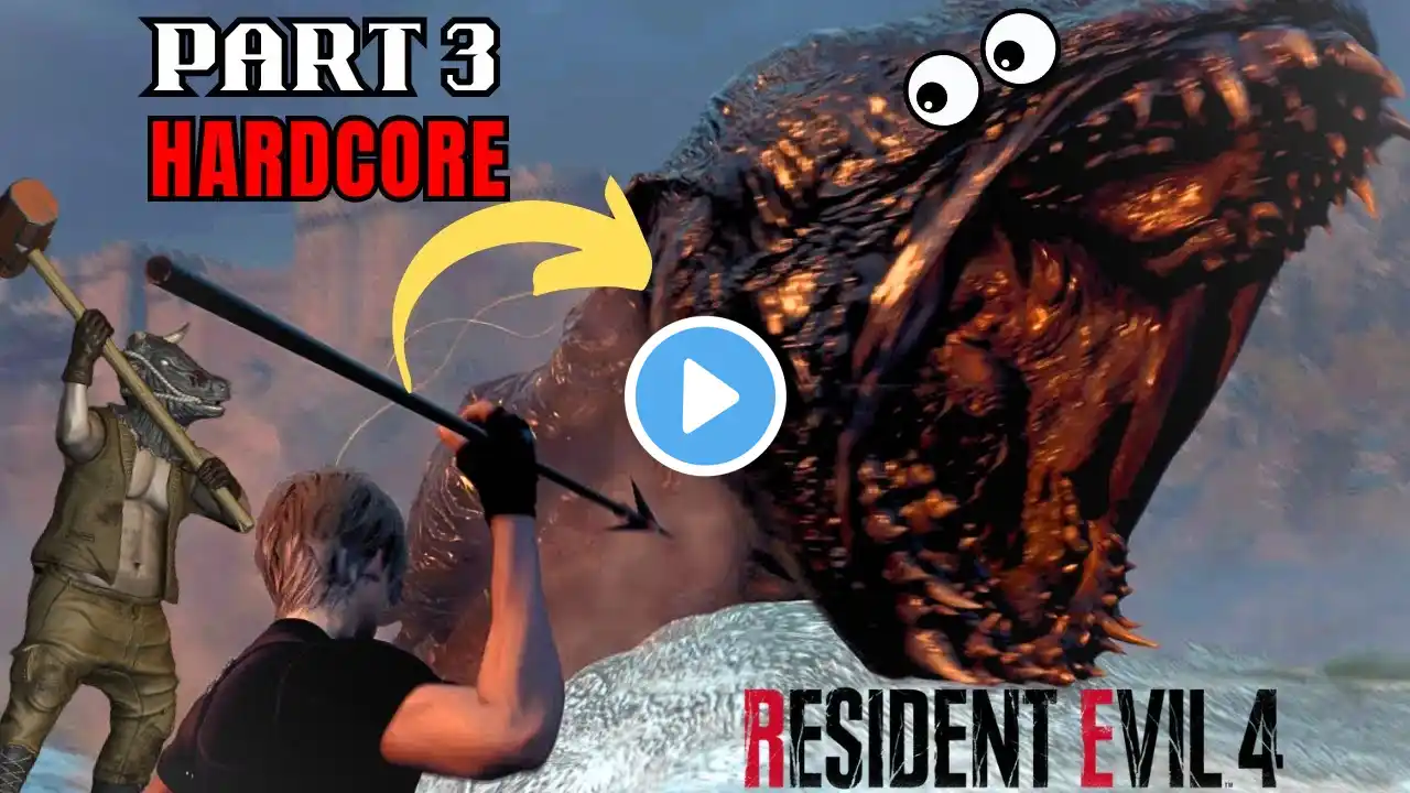 Lake Monster is Joke,Stealth play Resident Evil 4 Remake [HARDCORE] Chapter 3 Walkthrough #re4remake