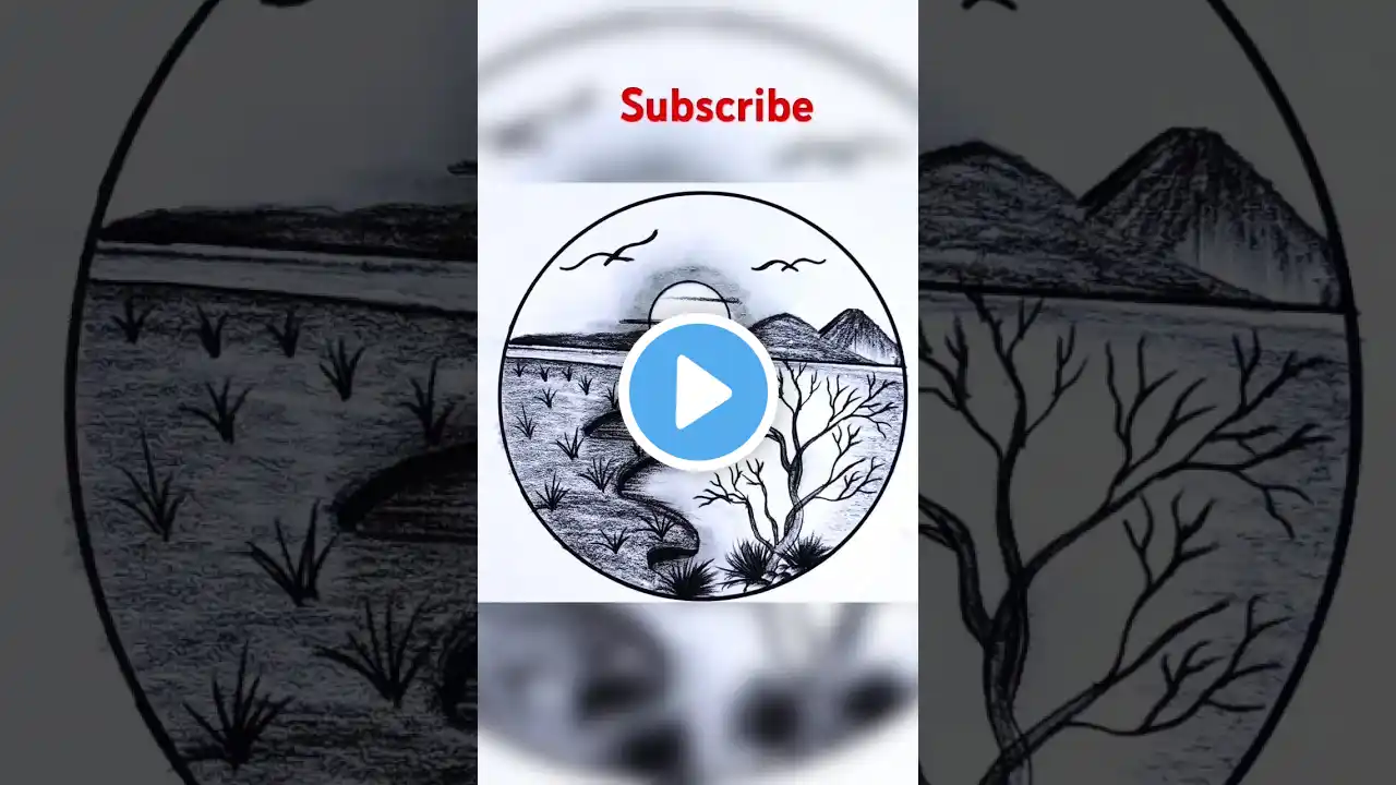 Beautiful Circle drawing|| Beautiful landscape drawing|| scenery drawing #drawing #circlescenery