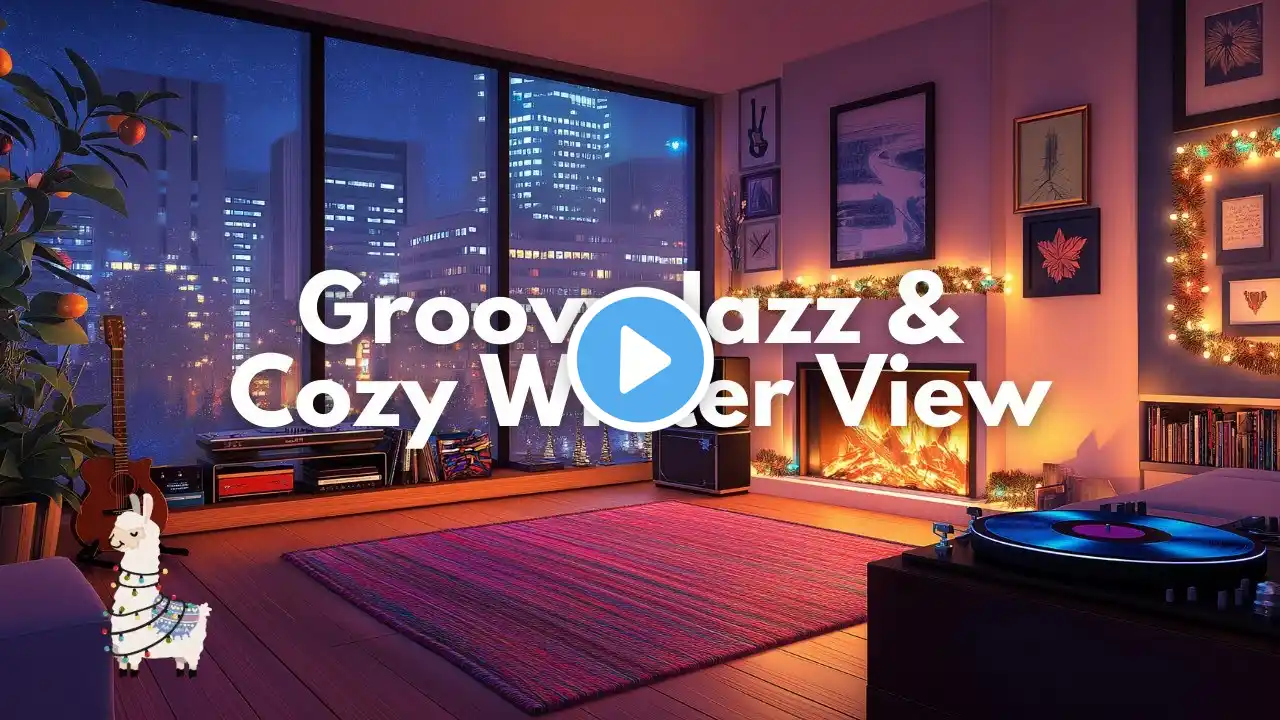 Groovy Winter Nights | Smooth & Lively Jazz with a Snowy View