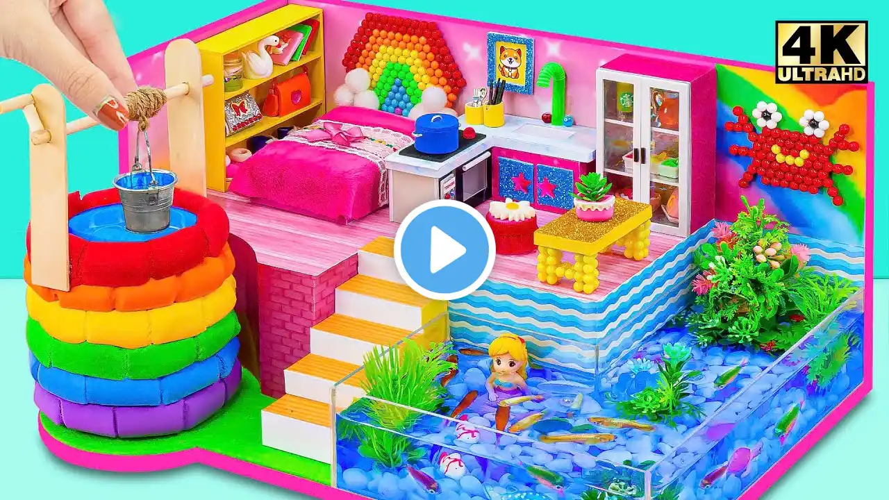 Build Aquarium Around Miniature Rainbow House from Cardboard ❤️DIY Miniature Cardboard House