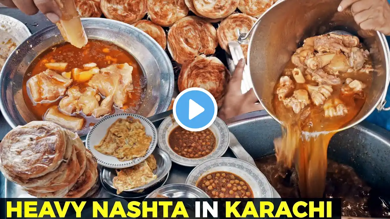 Sunday Nashta | Paya, Murgh Chanay, Lacha Paratha, Lahori Breakfast in Karachi, Street Food Pakistan