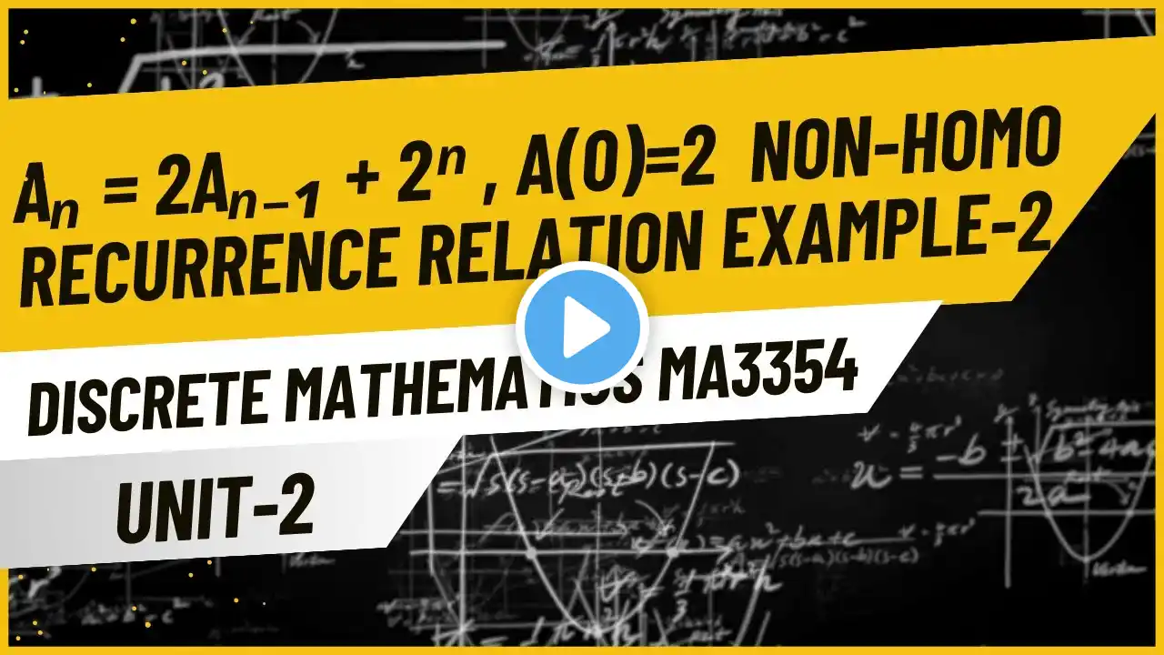 aₙ = 2aₙ₋₁ + 2ⁿ ,a(0)=2 | Non-Homogenous Recurrence Relation |Unit-2  Discrete Mathematics | MA3354