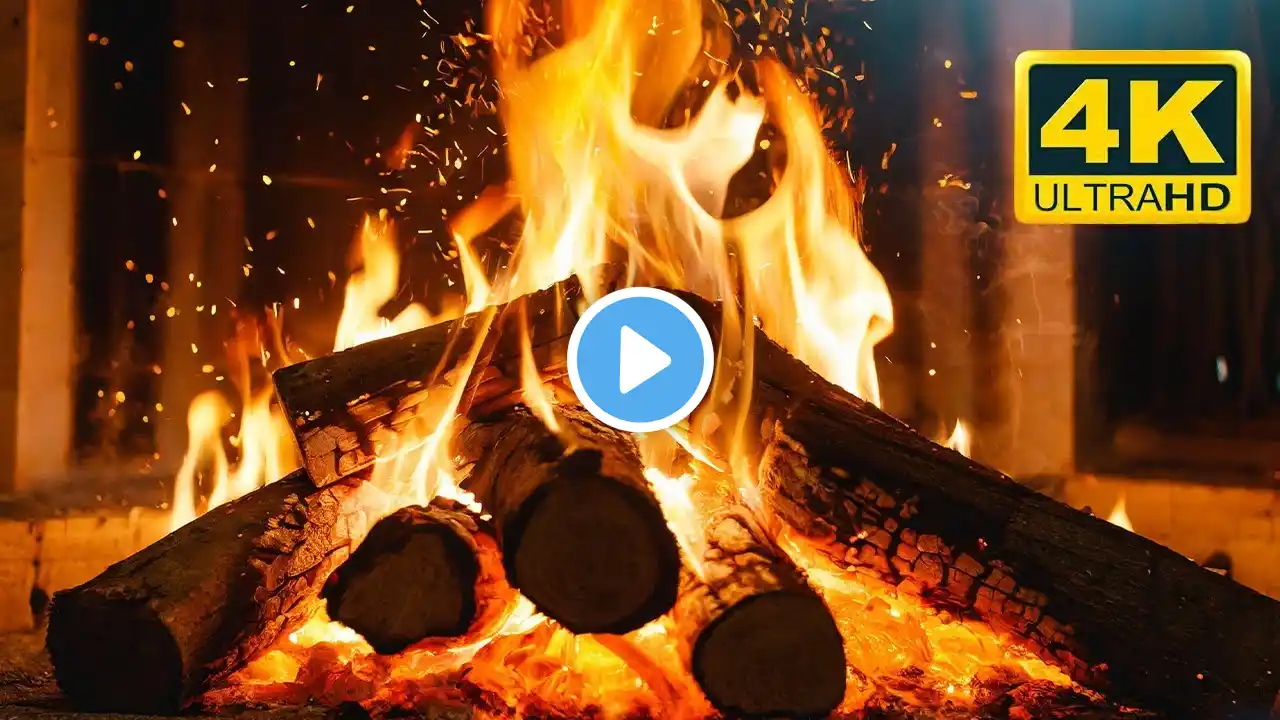 🔥 Cozy Fireplace 4K (12 HOURS). Fireplace with Crackling Fire Sound For Sleeping, Relax, Focus, ASMR