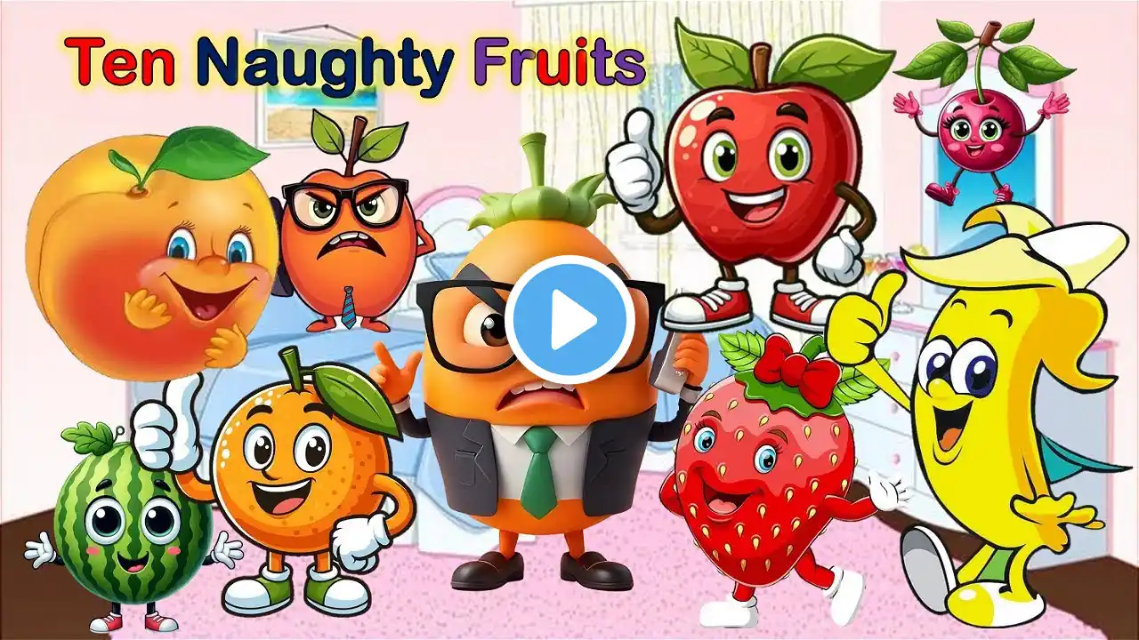 Ten Little Fruits Jumping On The Bed, Kids Song | Sing Along with kids song | New Fruit Song