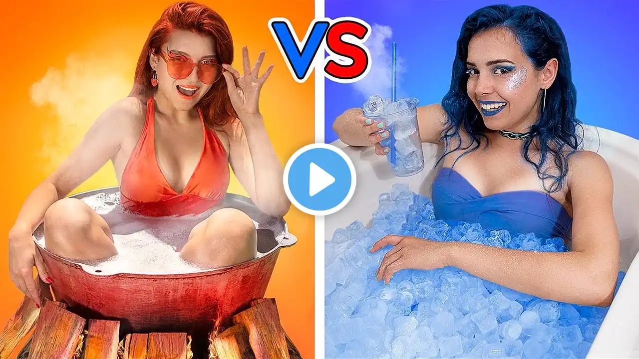 Hot vs Cold Challenge / Girl on Fire vs Icy Girl