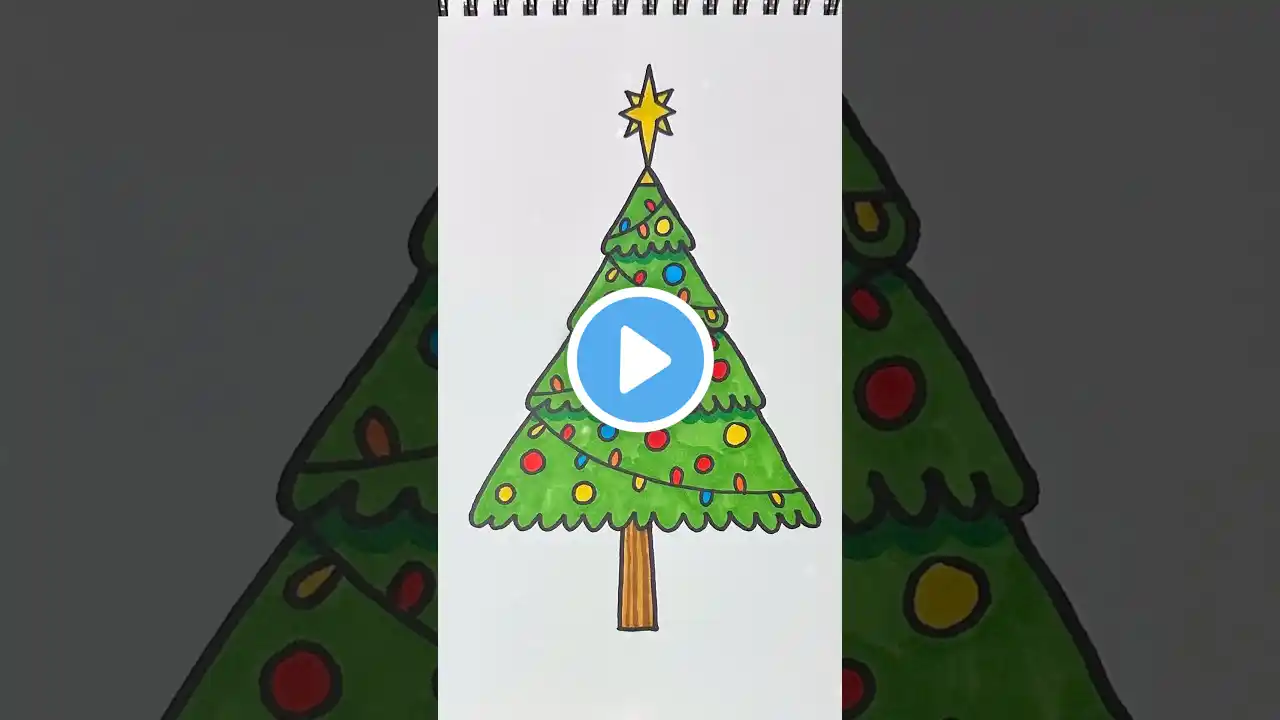 Draw a CHRISTMAS TREE in 5 easy steps! #howtodraw #christmastree  #merrychristmas #stepbystep