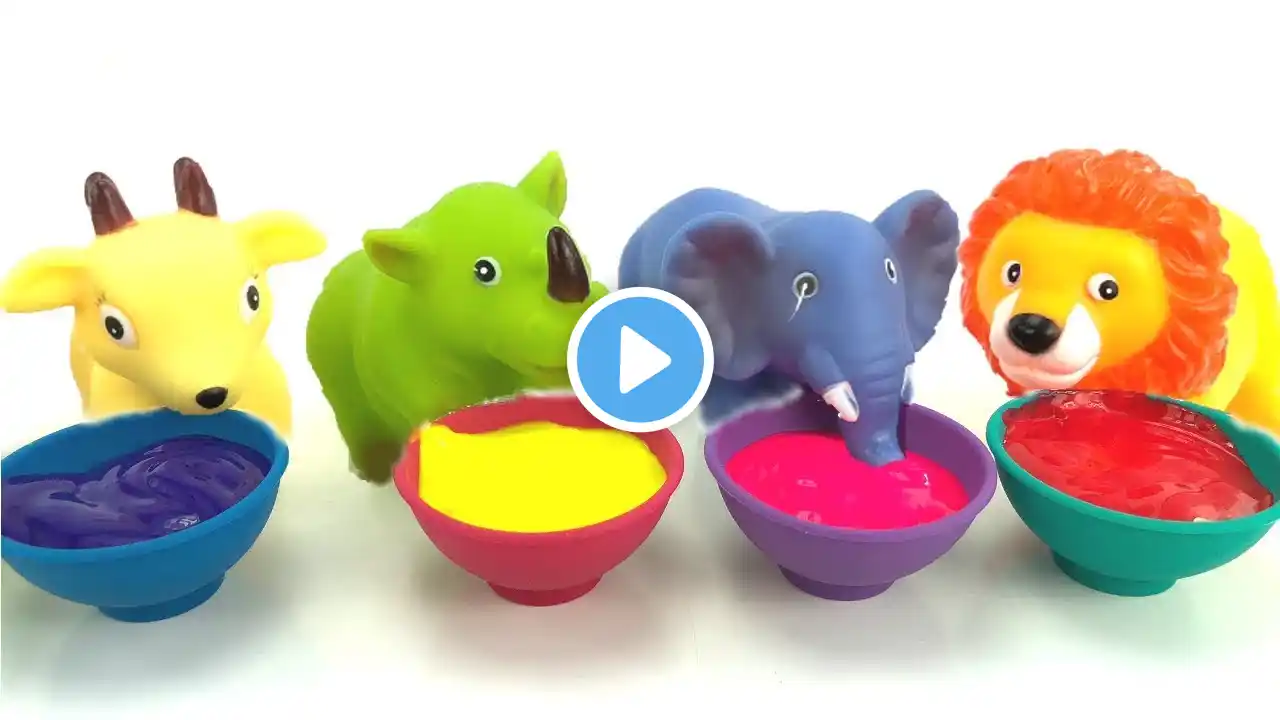 Learn Colors With Squeaky ZOO Animal Bath Toys And Paint/Finger Family Nursery Rhyme/Toys Bath Time