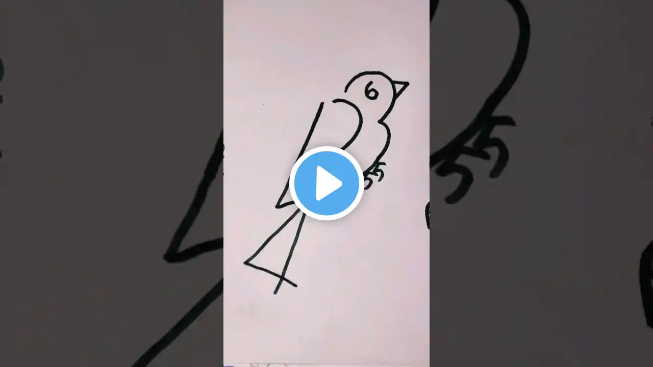 Draw simple Bird 🐦 from 1-7numbers. #shorts #youtubeshorts #ytshorts #birds