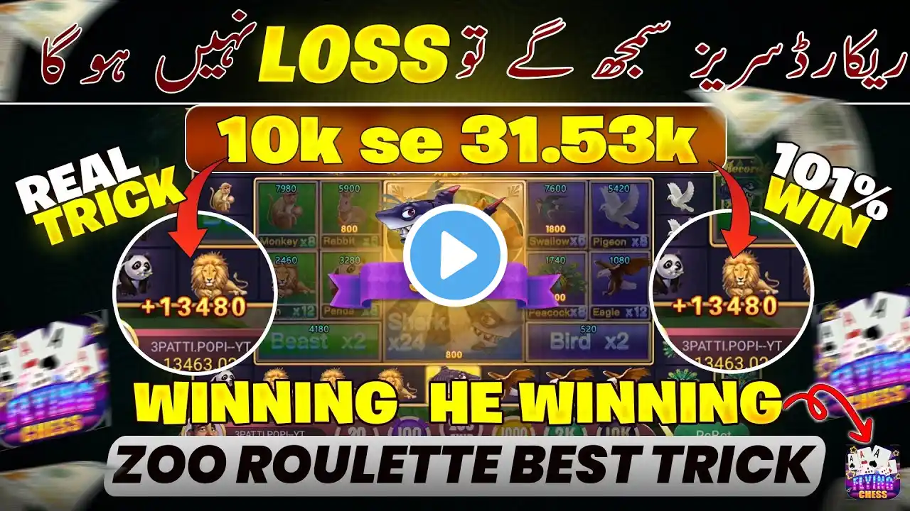 Zoo Roulette Big Winnings Trick Today | zoo roulette big win | All Loss Recovery✅ | 3Patti