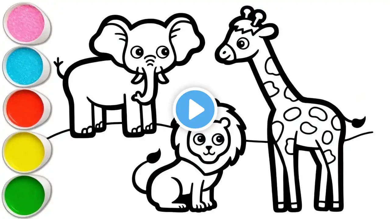 Safari Animals Drawing | Coloring and Painting for Kids & Toddlers | How to Draw and Painting