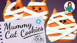 Spooky-Cute Mummy Cat Decorated Cookie Tutorial