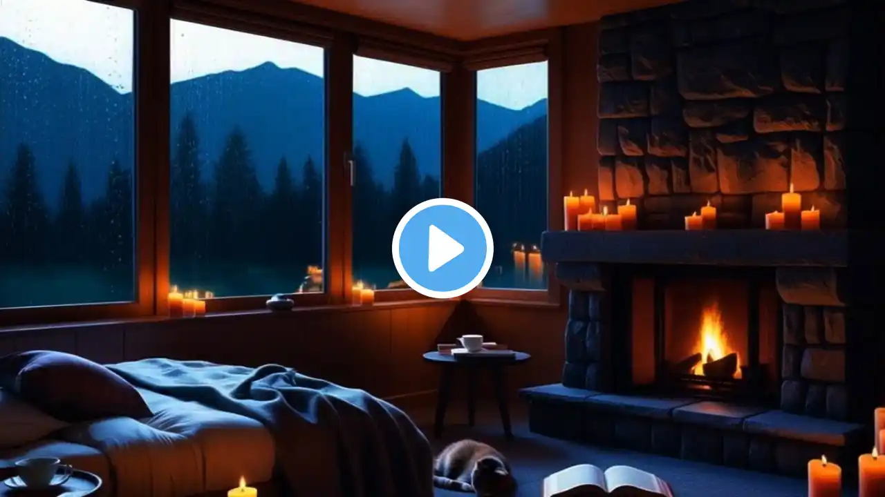 Rainy Mountain Views from a Comfy Bed | Softly Crackling Fireplace & Relaxing Atmosphere