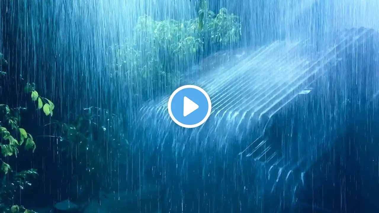 Intense Rainstorm on Metal Roof: Perfect Soundscape for Sleep