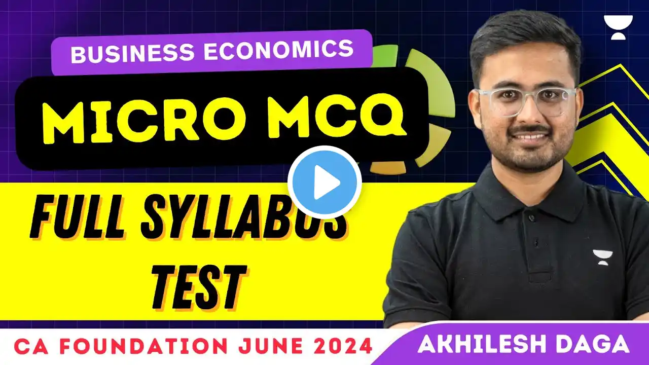 Full Syllabus Micro MCQ Test | Business Economics | Akhilesh Daga | CA Foundation June 2024