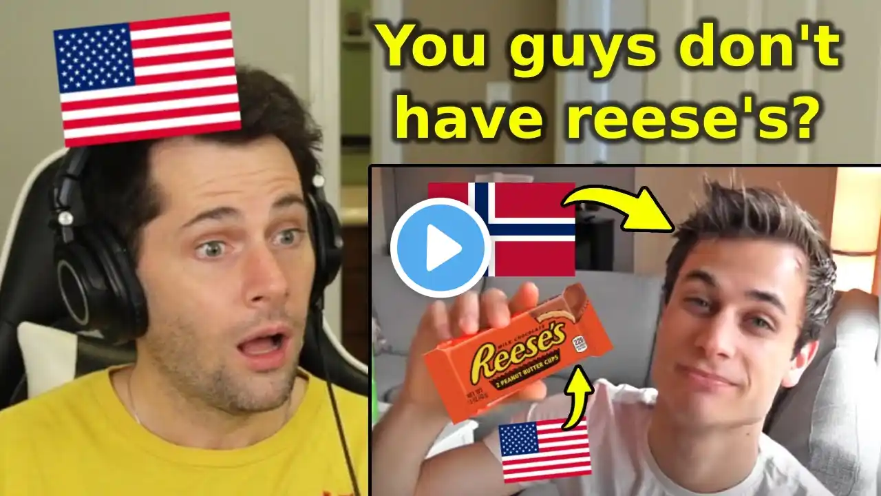 American Reacts to Norwegian Trying American Candy