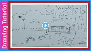 Pencil Sketch Scenery Drawing Step by Step II Easy Village Drawing Tutorial II