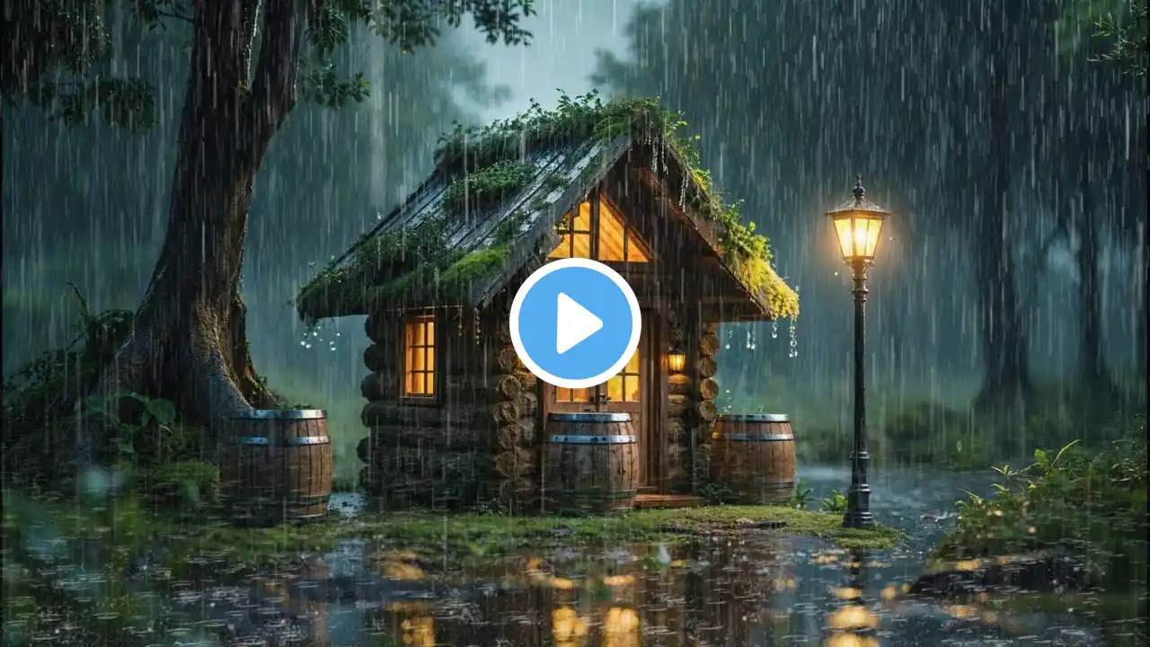 Rainy Night in a Cozy Cabin 🌧️ | Relaxing Rain Sounds for Deep Sleep & Focus