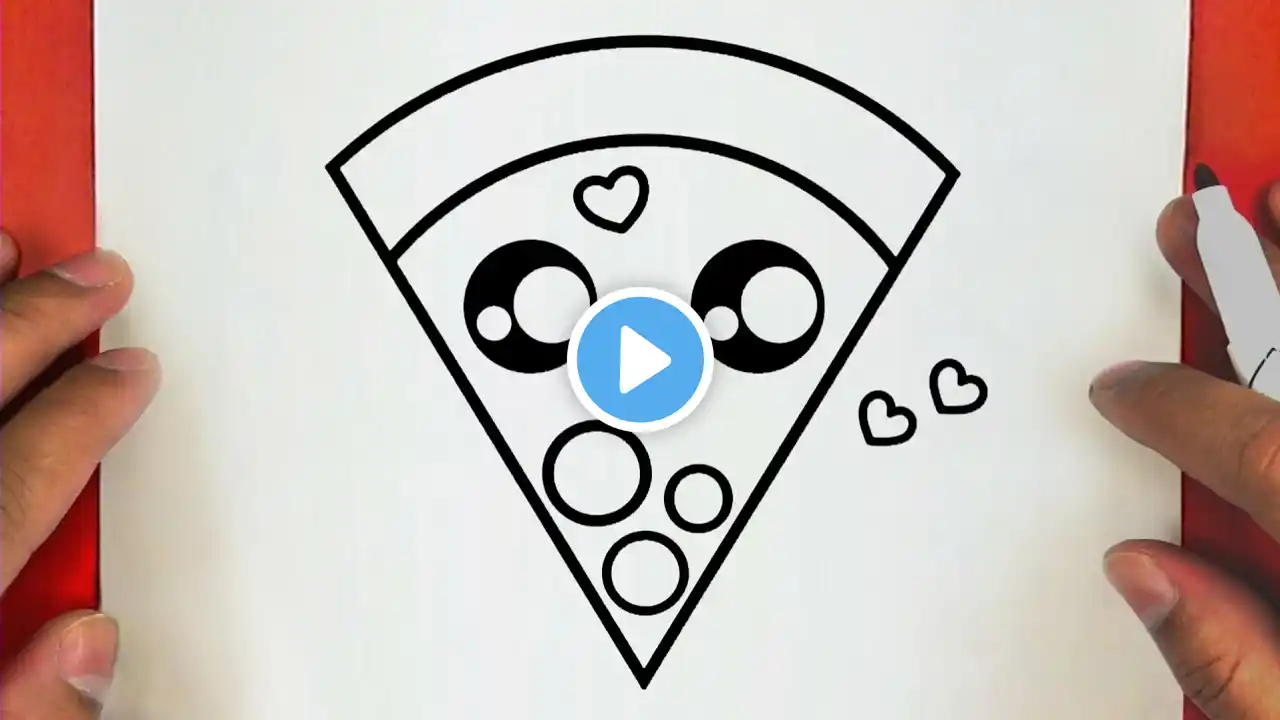 كيف ترسم بيتزا كيوت وسهلة خطوة بخطوة / رسم سهل / تعليم الرسم للمبتدئين || Cute Pizza Drawing